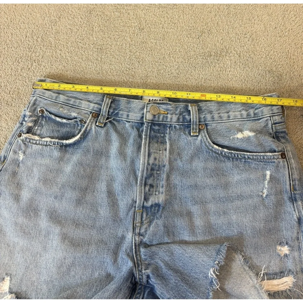 AGOLDE Parker Long Shorts Women 30/34 Swapmeet High Rise Distressed Denim Summer